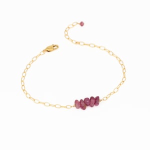 Raw Pink Tourmaline Bar Bracelet – Sterling Silver or Gold Filled