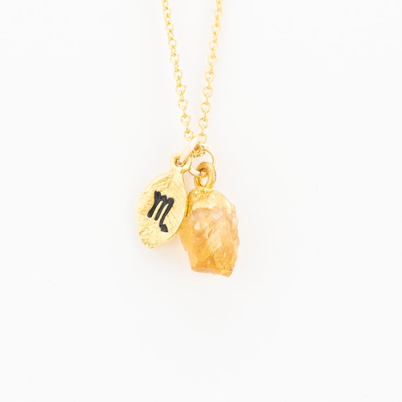 Scorpio Crystal Necklace Gold Zodiac 