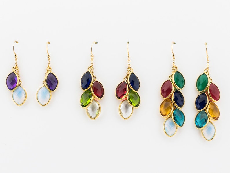 Family Birthstone Earrings Custom Earrings for Mom Dangling Etsy