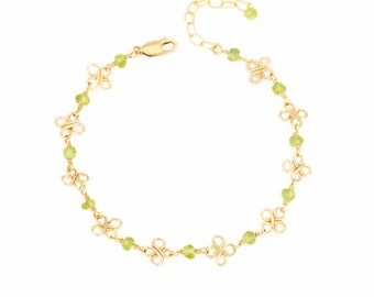 Peridot Glam Bracelet  Layering Peridot Bracelet  Tiny Peridot Bead Bracelet  August Birthstone Bracelet  Jewelry  Bracelet