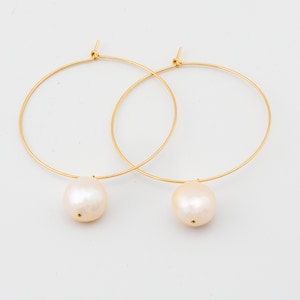 Elegant Freshwater Pearl Hoop Earrings - Trendy Pearl Hoop Earrings - Perfect for Weddings or Gifts - Perfect for Weddings or Gifts