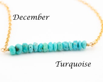 Turquoise Necklace  December Birthstone Necklace  Turquoise Bar Necklace  Silver Turquoise Necklace December Birthday Gift Turquoise Jewelry