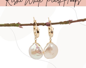 Keshi Pearl Earrings Ivory Pearl Drops  Wedding Earrings  Bridesmaid Gift  Gift for Her  Mothers Day Gift  Simple Freshwater Pearl Earrings