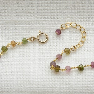 Gold Filled Tourmaline Beaded Choker Gem Crystal Necklace image 5