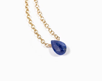 Lapis Lazuli Necklace: September Birthstone, Gold Filled Chain