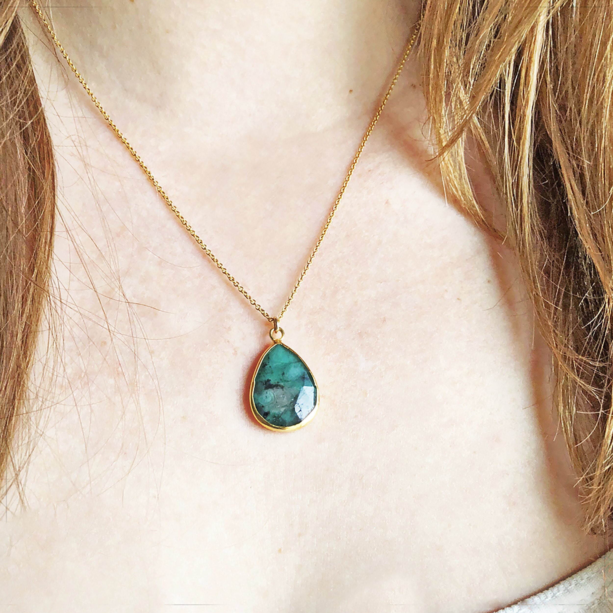 Raw Emerald Necklace Large Emerald Pendant Emerald Jewelry | Etsy