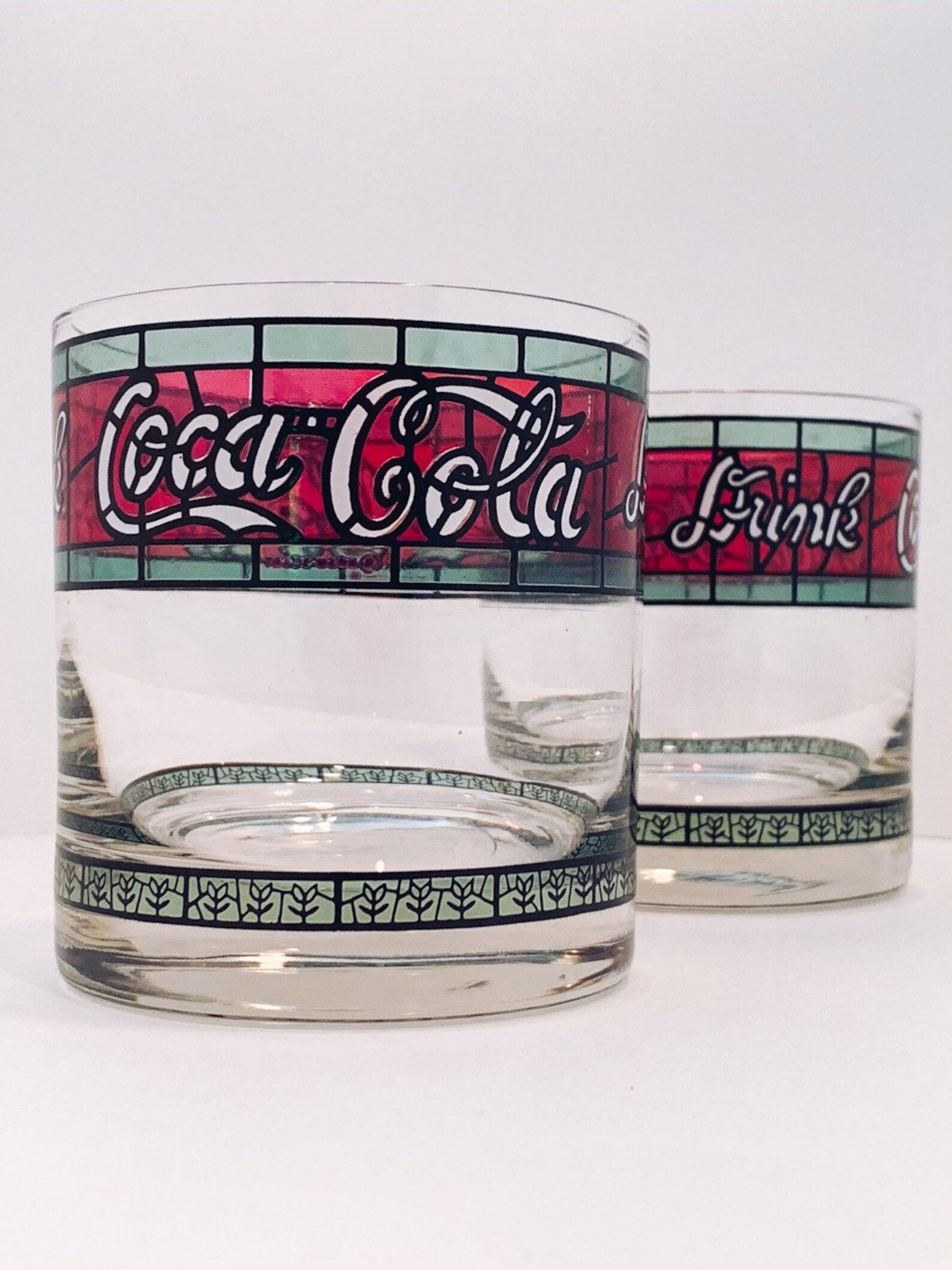 Pair of Vintage Stained Glass CocaCola Beverage Etsy