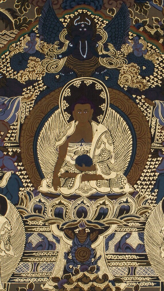 仏陀の生涯タンカ聖なる壁画チベット仏教美術作品釈迦牟尼仏陀物語