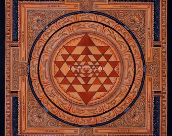 Thangka of Shree Yantra: Sacred Geometry Authentic Hindu Artwork Spiritual Wall Decor