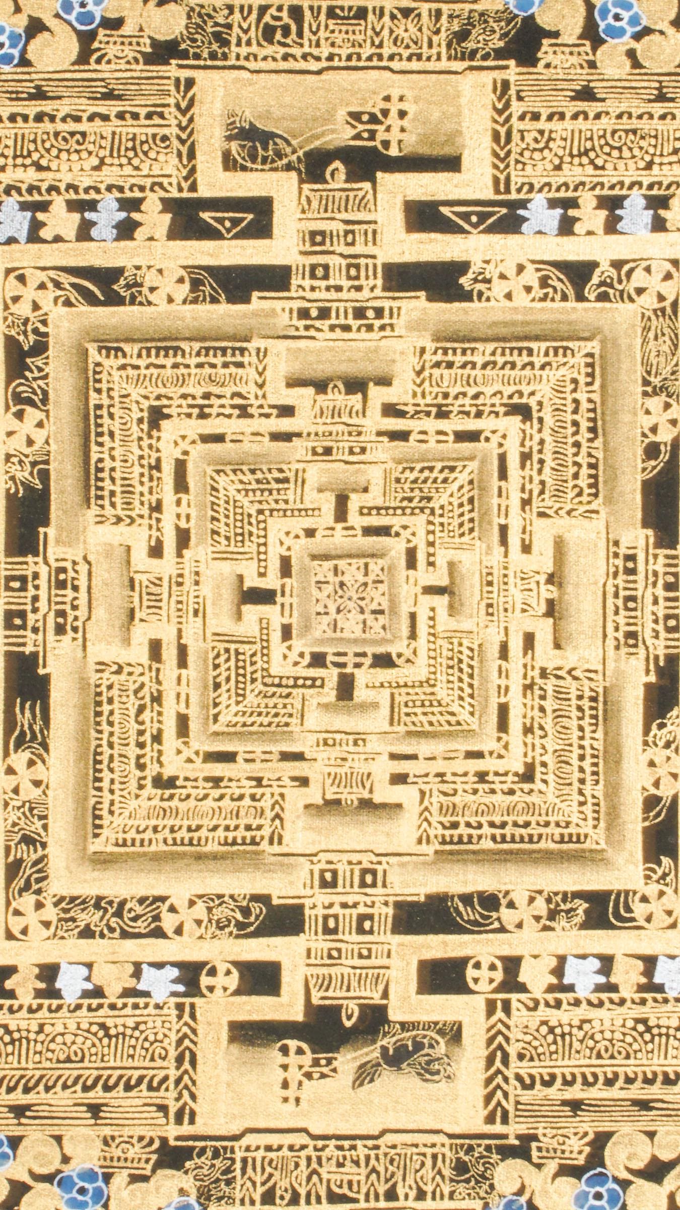ゴールド カーラチャクラ マンダラ タンカ アート マンダラ 絵画 神聖