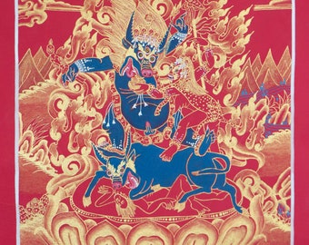 Thangka of Yamantaka-  Authentic Tibetan Thangka Painting | Ideal for Yoga and Meditation practices | Spiritual Art Decor