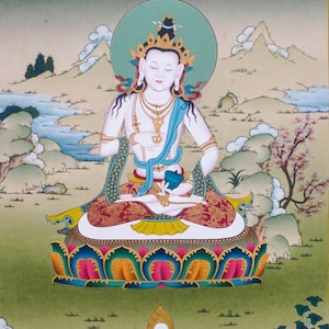 Vajrasattva Thangka | Handcrafted Tibetan Art | Buddha of Purification & Healing | Spiritual Wall Decor