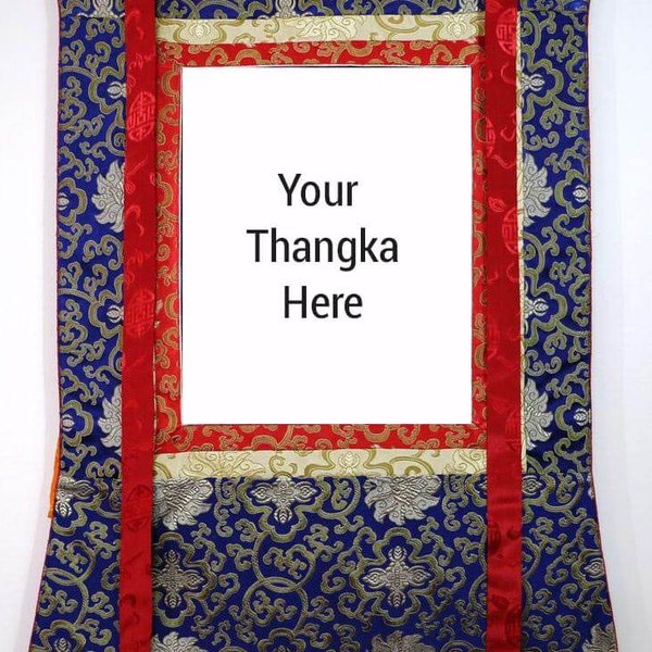 Customized Silky Brocade for Thangka | Custom Installation | Frame for your Tibetan art | Built to order Wall Decor