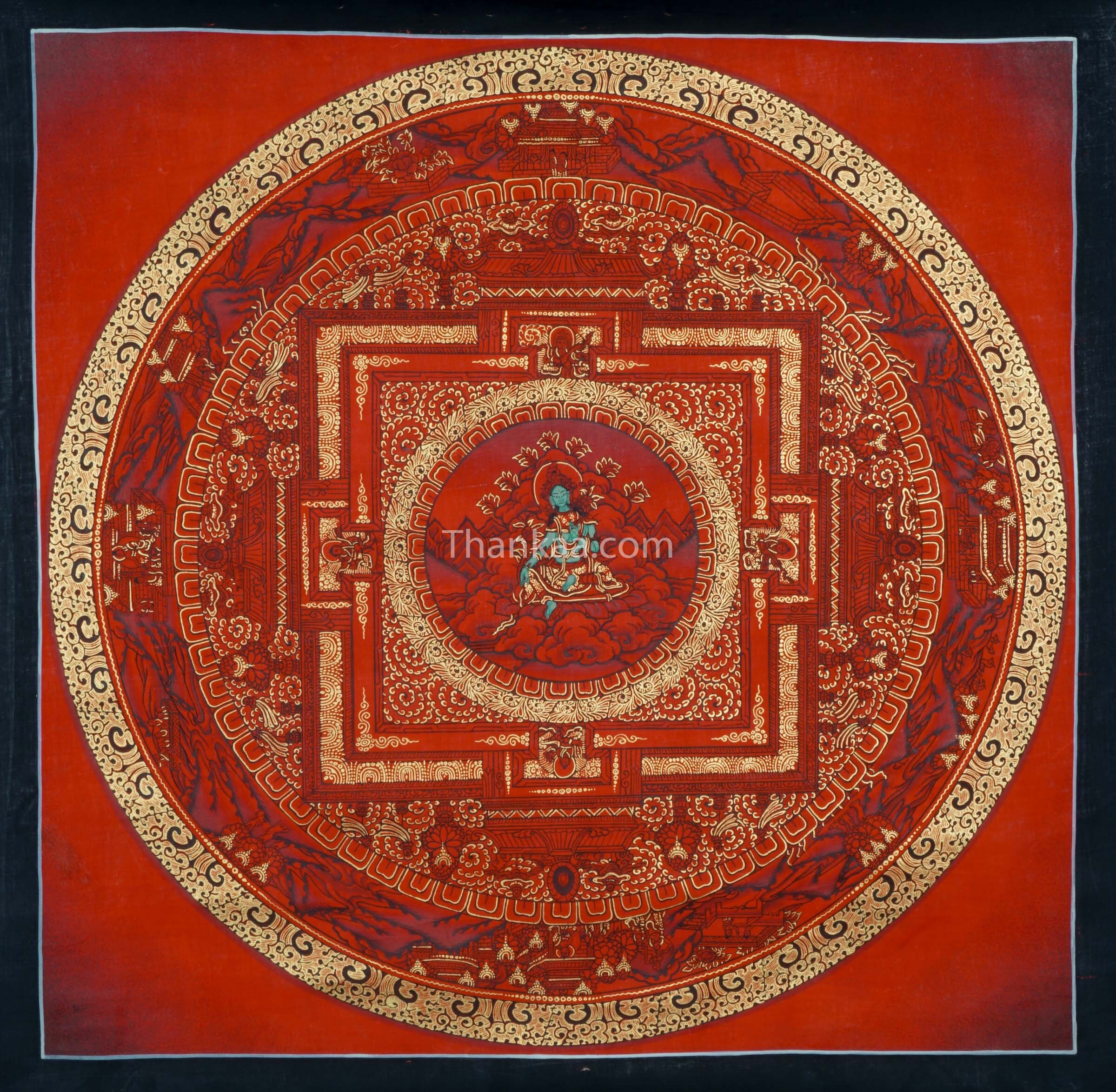 Green Tara in Mandala Art Buddhist Painting Spiritual Art Mindfulness Practice Home Decor Special Gifts
