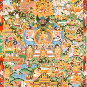 Buddha&#39;s Life Thangka Sacred Wall Painting Tibetan Buddhist Artwork Shakyamuni Buddha Story