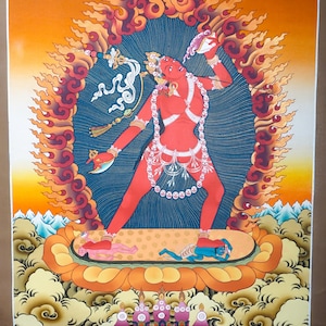 Tibetan Thangka Art of Vajrayogini - Tantric deity of the female Dakinis | Spiritual painting for Wall Decor | Meditational Altar