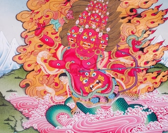 Traditional Palden Lhamo Thangka | Handcrafted Tibetan Art | Protector Deity & Guardian of Dharma | Meditation Wall Decor