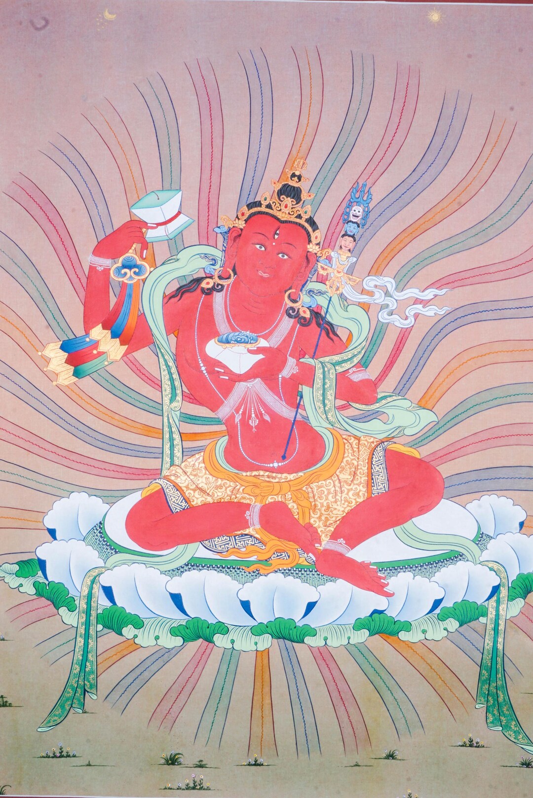 Tangka Red Red Guru Padmasambhava Thangka | Handcrafted Tibetan Art | Embodiment ...