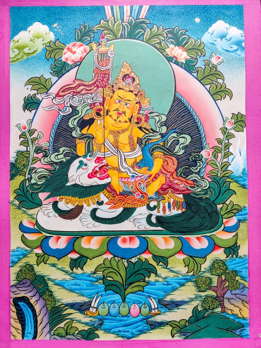 Tibetan Art of Namste Zambala | Buddhist Artwork for Wall Decor | Blessings for Good Fortune | Meditation Altar
