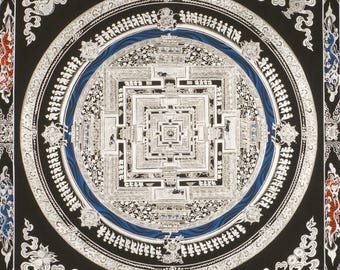 Gold und Silber Kalachakra Mandala tibetische Thangka Meditation Malerei handgemachte Mandala spirituelle Geschenke Buddhismus heilige Wandkunst