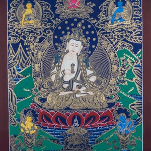 Thangka of Vajrasattva, Authentic Handmade Depiction of Buddhist Deity | Meditation Altar | Home Decor