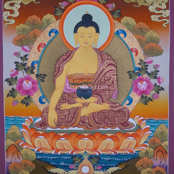 Shakyamuni Buddha Thanka| High Quality Tibetan Art of Sha Buddha for Spiritual Contemplation and Enlightenment