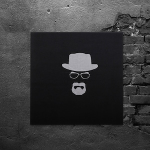 Breaking bad poster Embroidery canvas picture Walter White minimal art Heisenberg geek cool poster Modern cross stitching Black and white image 1