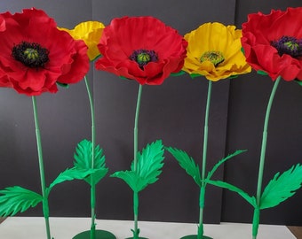 Red or Yellow Giant Poppies  / Poppy / Wizard of Oz / Larger Flower / Giant Flower / Decor / Props for photo shoots / Baby Shower / Birthday