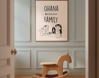 Lilo And Stitch, Ohana Means Family, Quote, Typography, Nursery, Children, Bedroom, UNFRAMED