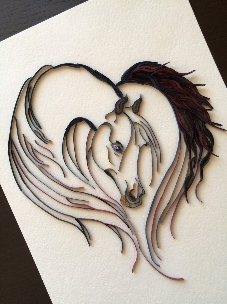 Quilling horse paper horse art home paper strips painting wall Etsy