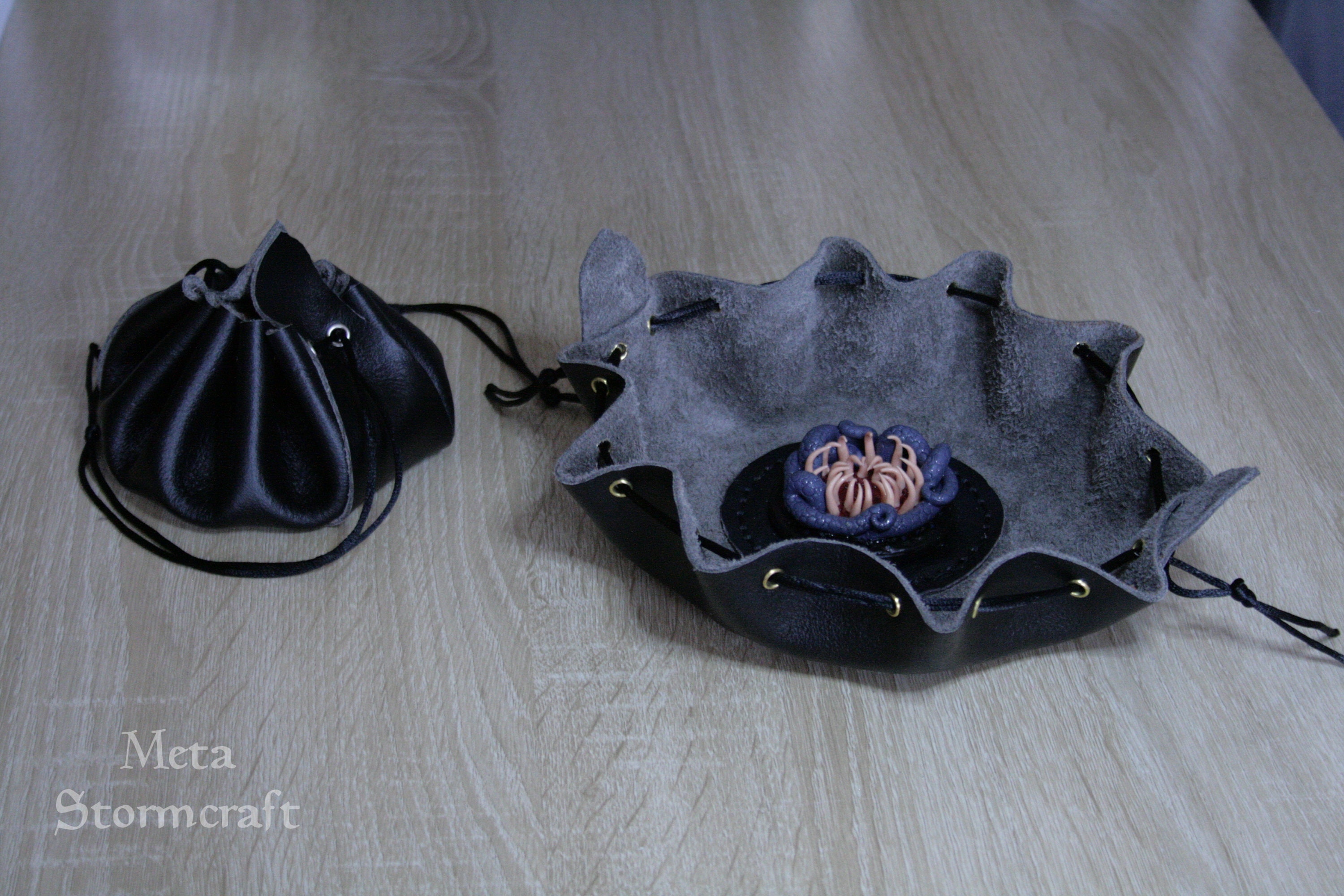 Kraken Mouth Dice Bag handmade black leather bag hand Etsy
