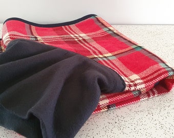 tartan checks in red and black...winter coat for a greyhound in vintage wool blanket and fleece