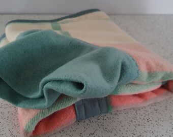 checks in pastel pink, green and cream...winter coat for a whippet in vintage wool blanket and fleece