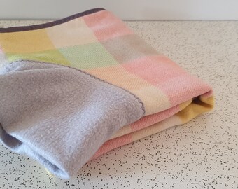 regular checks in yellow, pink and green...winter coat for a whippet in vintage wool blanket and fleece