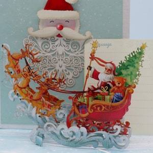 Santa Claus Pop Up Card, 3D Pop Up Card for Christmas Occasions, Merry Xmas Card, Christmas Quilling Card, Handmade Christmas Card