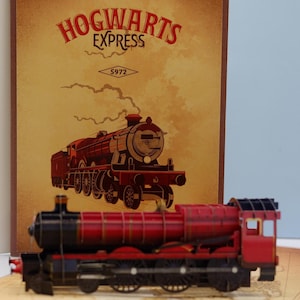 Hogwarts Express Roter Dampfzug Karte, 3D Pop-Up Karte, handgefertigte umweltfreundliche Weihnachtskarte, Überraschungs-Pop-Up Karte