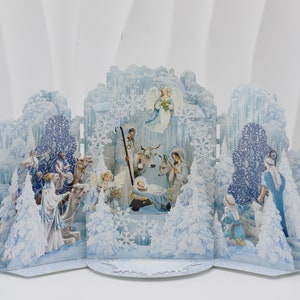 Religious Holiday Card, 3D Pop Up Card, Merry Xmas Card, Christian Nativity Scene, Handmade Christmas Card, Pop Up Nativity Card