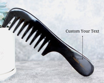 Natural Buffalo Horn Comb, Personalized Handmade Comb for Hair, Wide Tooth Comb, Massage Comb, Beard, Anti-Electric Viking Comb, Style E