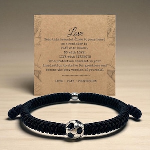 Black Soccer Bracelet, Silver Plated Soccer Bracelet, Sports Gifts for Lover Teens Players Team, Team Sport Bracelet