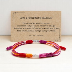 Lesbian Pride Flag Bracelet – Gay Men Lesbian Handmade Protection Jewelry, Lesbian Flag Colors Lucky Surfer String Tibetan Wrist Wrap