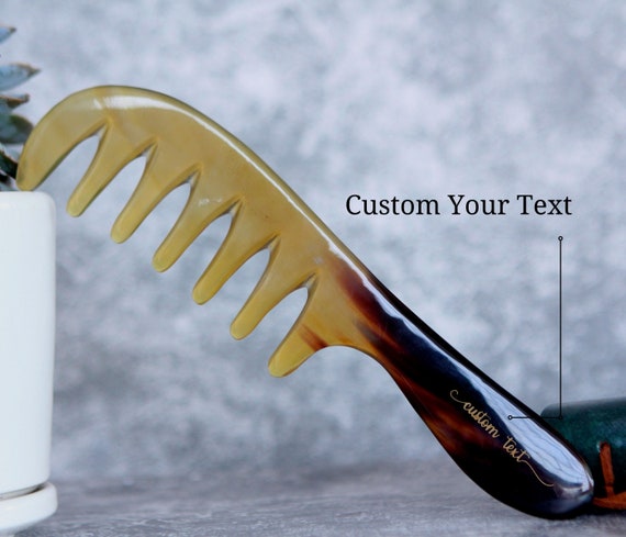 Personalized Handmade Comb for Hair, Wide Tooth Comb, Natural Horn and Horn Comb, Massage Comb, Beard, Anti-Electric Comb Viking, Style C