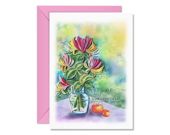 Happy Birthday Quilling Card, June Birth Flower Card, Birthday Gifts, Honeysuckle Floral Card For Women, Mom, Daughter, Girl, Handmade Card