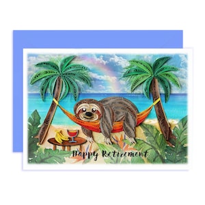 Carte de quilling bonne retraite paresseux, jolie carte pour la retraite, moment de votre vie, nouvelle aventure, profitez du lever du soleil au coucher du soleil pour hommes et femmes