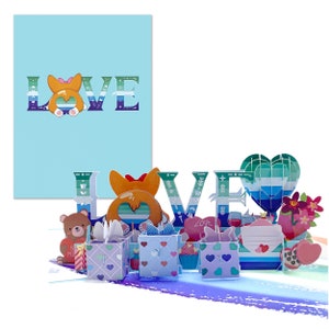 LOVE Lustige MLM Pop Up Karte, 3D Pop Up Karte für LGBTQIA, Corgis Karte zu Jahrestag, Pride Month, Geburtstag, Valentine mit Umschlag