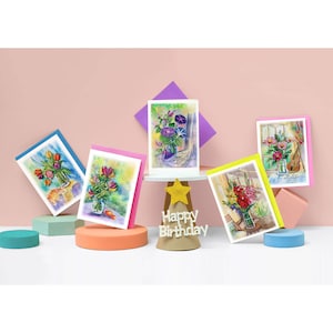 Happy Birthday Quilling Card, Birth Flower Card, Colorful Month Birthday Card For Mom, Him and Her Born in June, July, August, Sep, October