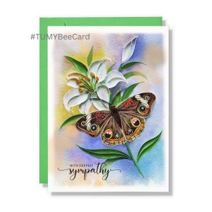 Carte de sympathie papillon, carte de voeux de sympathie avec enveloppe, carte de quilling papillon, carte de sympathie la plus profonde perte d'un être cher