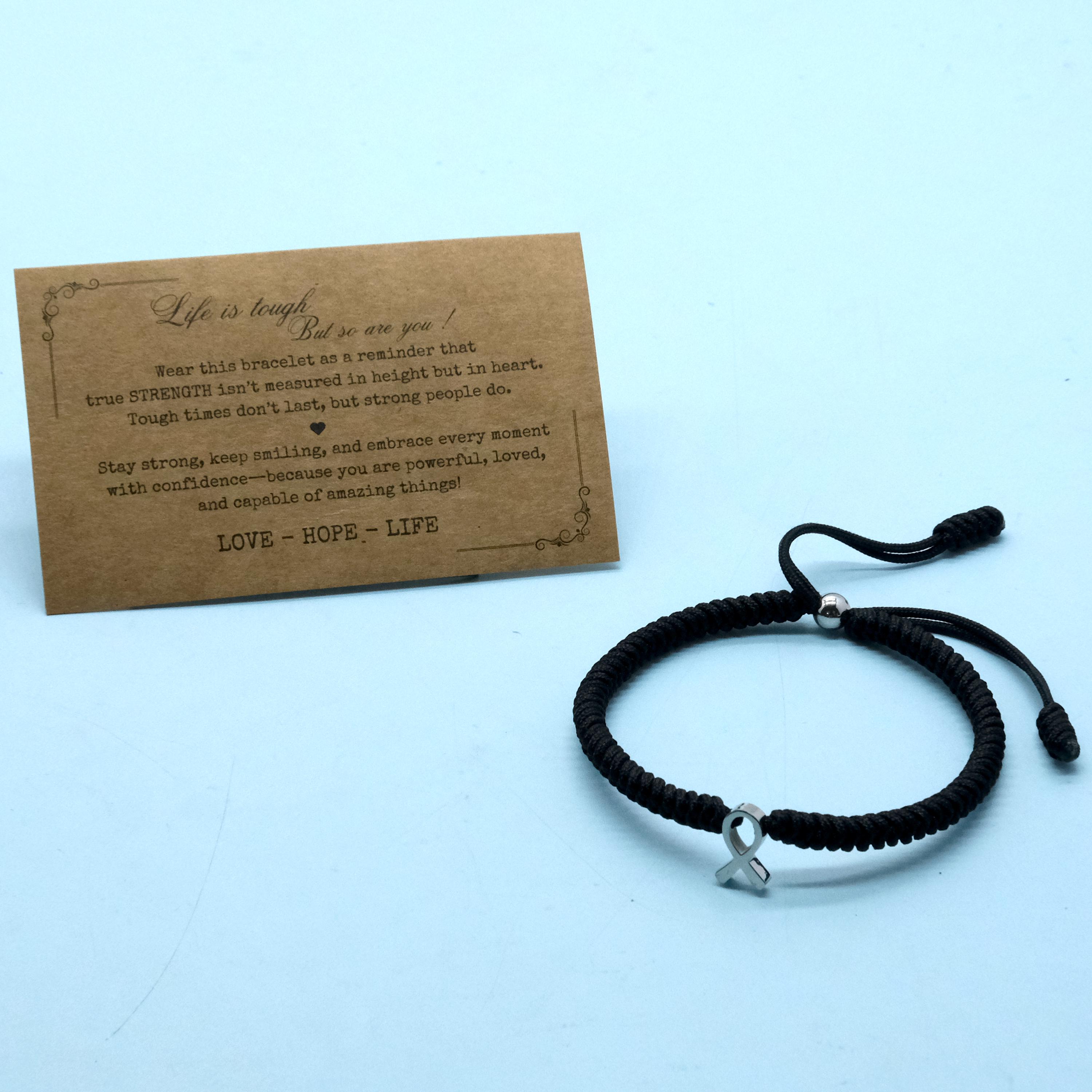 Black Ribbon Awareness Bracelet, Stainless Steel HOPE Ribbon Charm ...