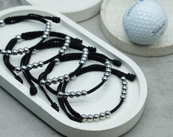 Black Stainless Steel Golf Counter Bracelet, Counting Bracelet 10 Sliding Beads Beaded Golf Stroke Counter, Adjustable Counting Bracelet
