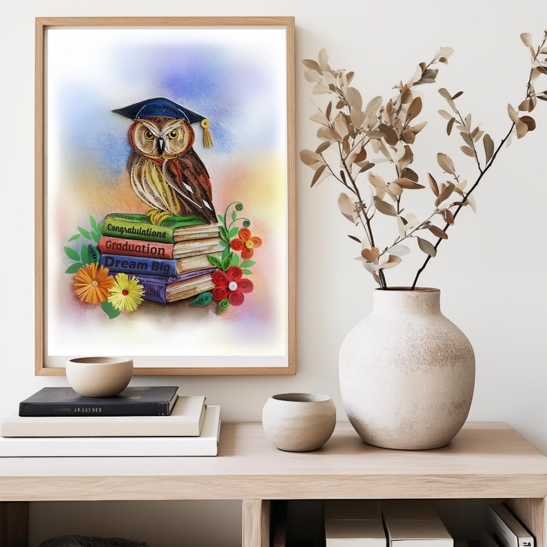 Owl and Book Graduation Quilling Card, High School Graduation Card ...