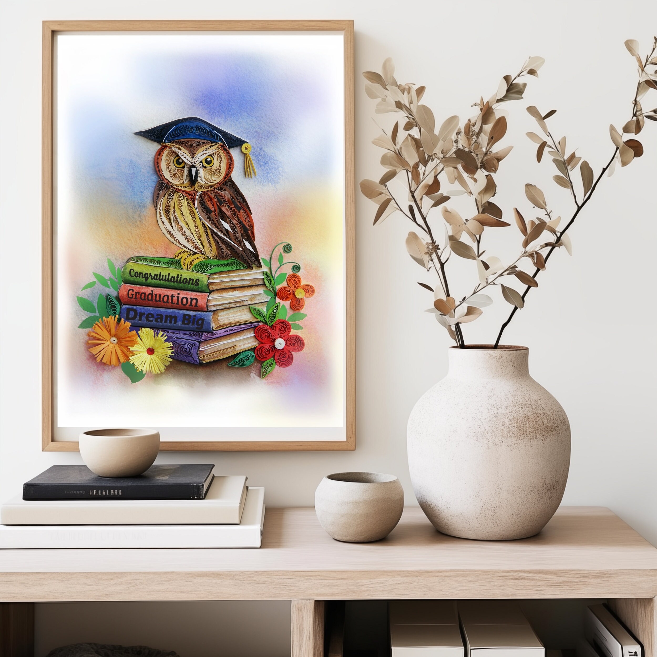 Owl and Book Graduation Quilling Card, High School Graduation Card ...